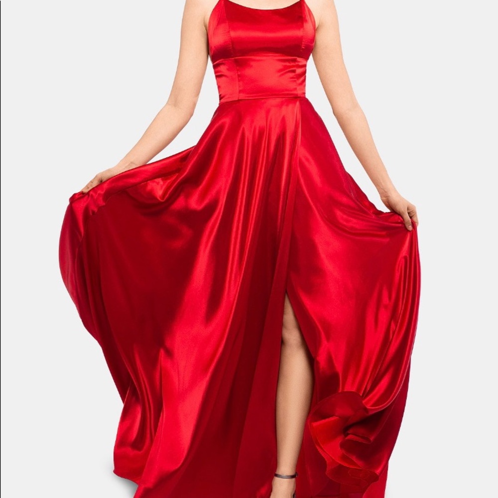 Satin Red Evening gown prom dress